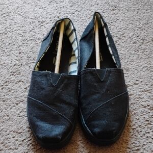 Toms Black Canvas Slip-On Shoes